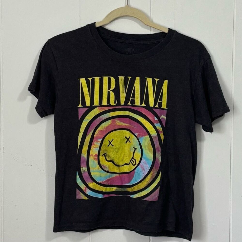 Nirvana Cropped Graphic Band T-Shirt XS grunge‎